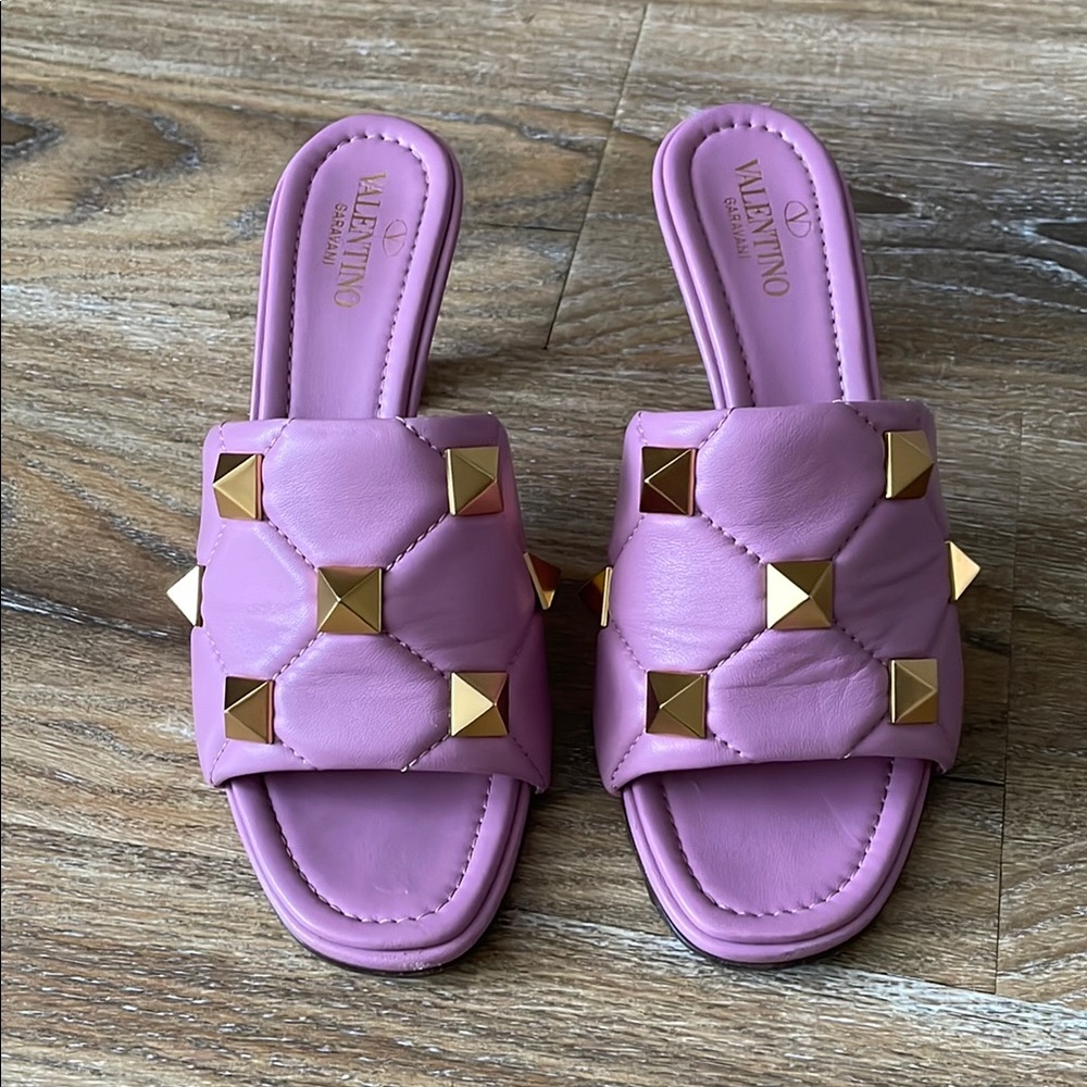 Valentino Rockstud Roman Stud Mule Slide Heel Sandal Flaws